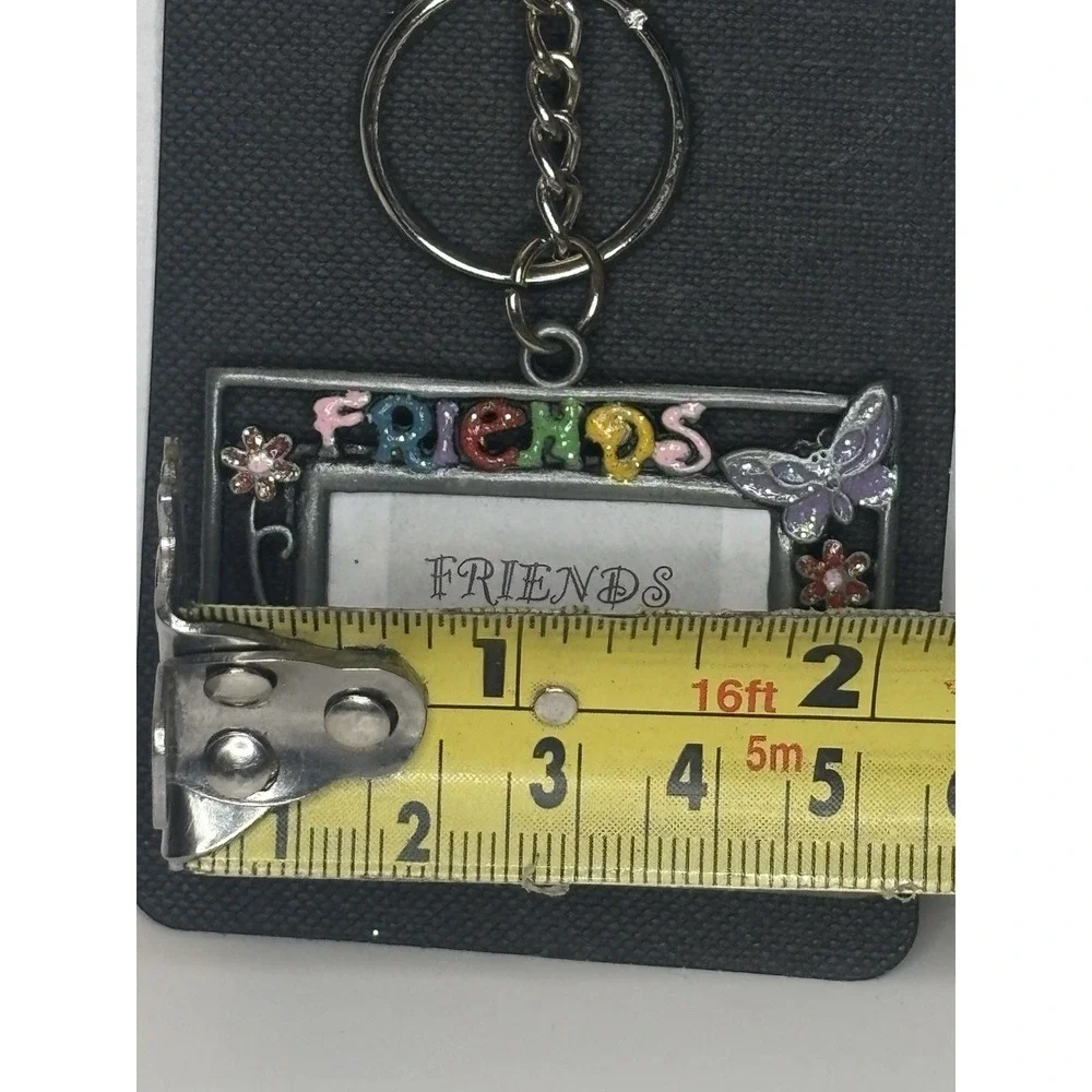 Vintage Y2K 2000s Friends Forever Photo Keychain Daisy Flowers Butterfly